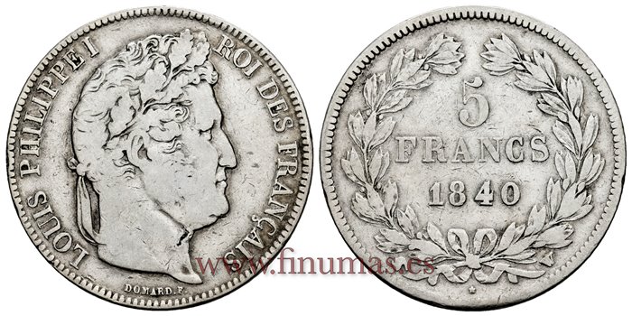 FRANCIA - K-0749 - 5 Francos 1840W - MBC-