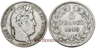 FRANCIA - K-0749 - 5 Francos 1840W - MBC-