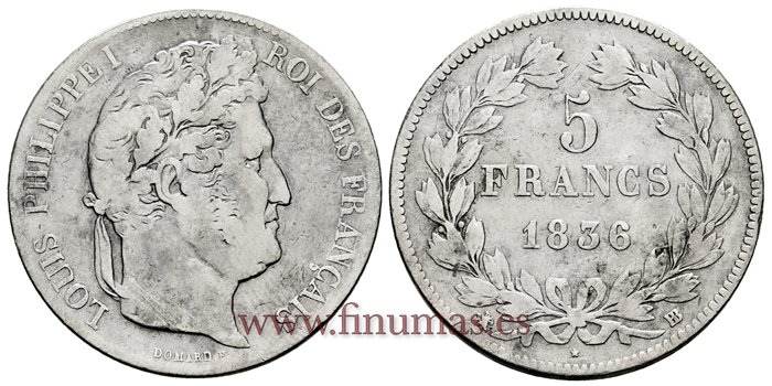 FRANCIA - K-0749 - 5 Francos 1836BB - MBC