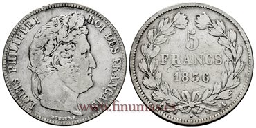 FRANCIA - K-0749 - 5 Francos 1836A - MBC-