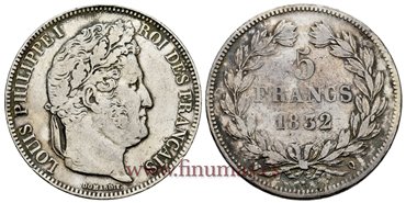 FRANCIA - K-0749 - 5 Francos 1832Q - MBC