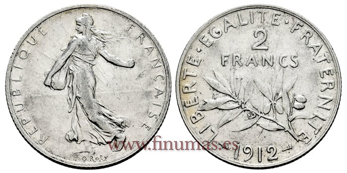 FRANCIA - K-845 - 2 Francos 1912 - EBC