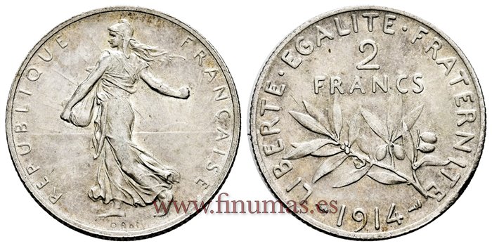 FRANCIA - K-845 - 2 Francos 1914 - EBC