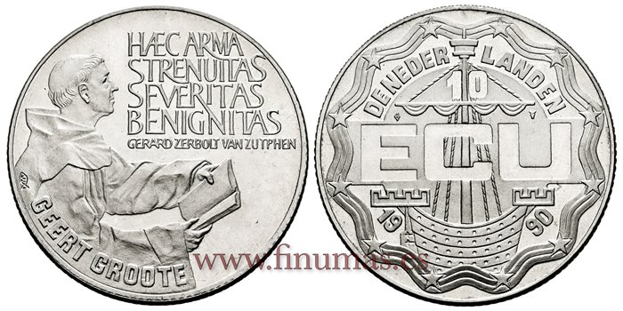 HOLANDA - K-x23 - 10 Ecus 1990 - PROOF