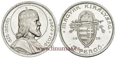 HUNGRIA.-  K-516 - 5 Pengos 1938 - SC