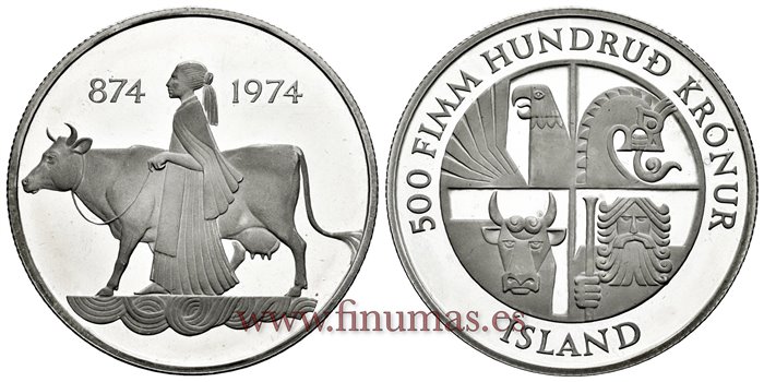 ISLANDIA - K-020 - 500 Kronur 1974 - PROOF