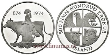 ISLANDIA - K-020 - 500 Kronur 1974 - PROOF
