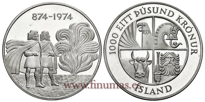 ISLANDIA - K-020 - 1000 Kronur 1974 - PROOF
