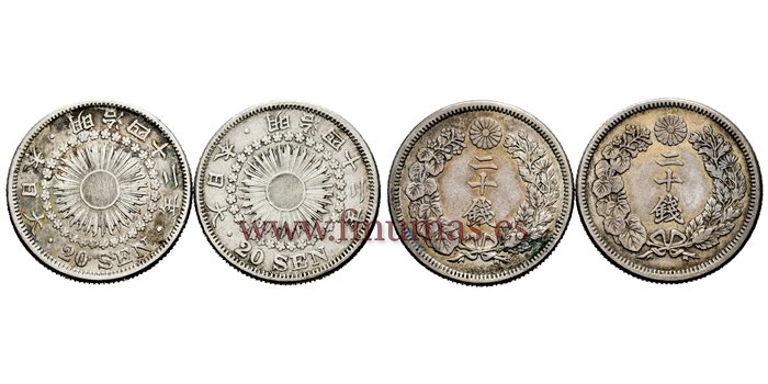 JAPON - K-030 - 20 Sen 1906/11, 2 piezas - MBC