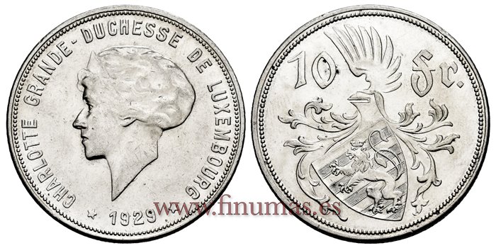 LUXEMBURGO - K-052 - 10 Francos 1929 - EBC+