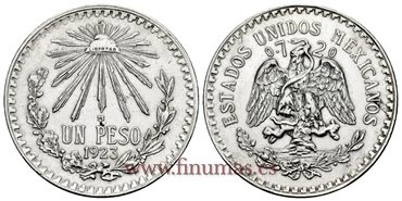 MEXICO - K455,1 - 1 Peso 1923 - EBC-