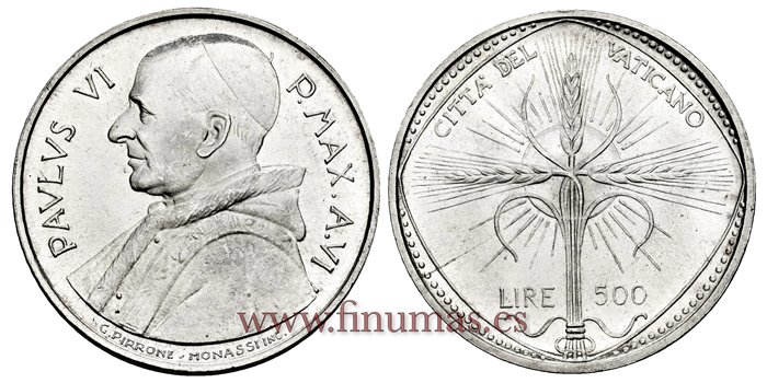 VATICANO - K-107- 500 Liras 1968 - SC