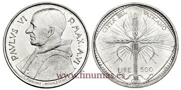 VATICANO - K-107- 500 Liras 1968 - SC