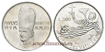 VATICANO - K-115- 500 Liras 1969 - SC