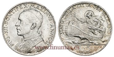 VATICANO - K-028- 5 Liras 1940 - SC