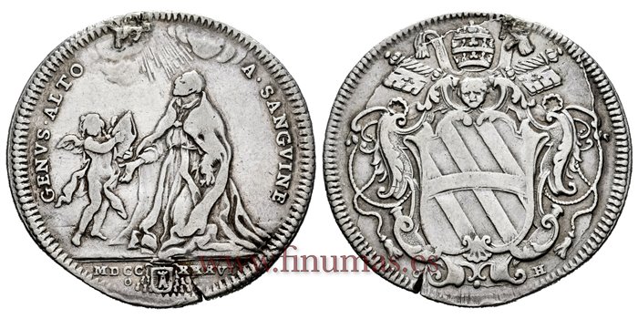 ESTADOS PAPALES - K-1 - Teston 1736 Roma - MBC