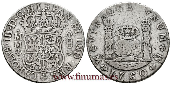 Cy11120.-CARLOS III - 8 Reales 1760 Mexico MM.-BC+
