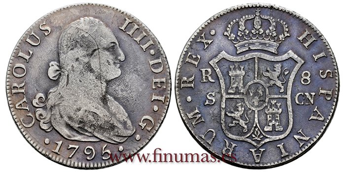 Cy13061.-CARLOS IV - 8 Reales 1795 Sevilla C.N.-MBC-