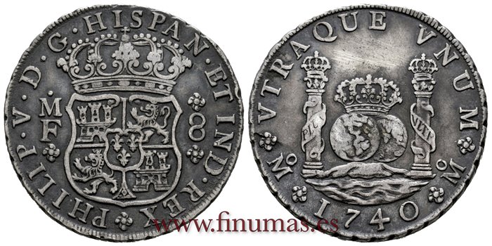 Cy08792.-FELIPE V - 8 Reales 1740 Mexico MF.-MBC+