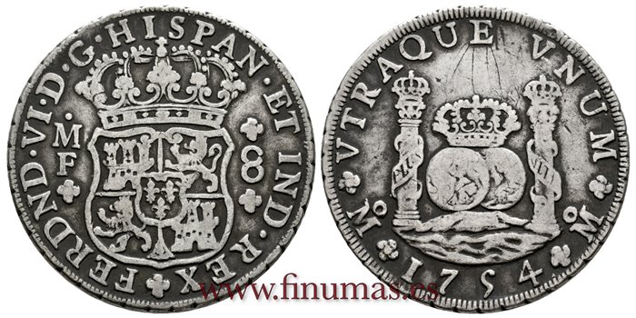 Cy09862.-FERNANDO VI - 8 Reales 1754 Mexico.- MBC-