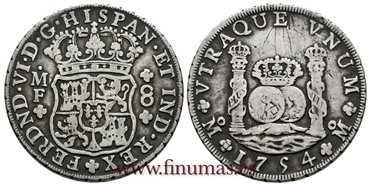 Cy09862.-FERNANDO VI - 8 Reales 1754 Mexico.- MBC-