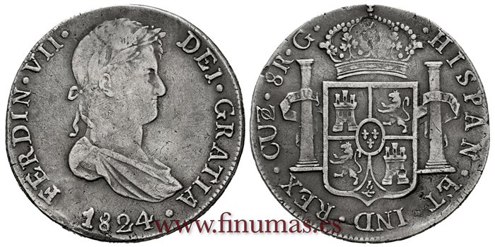 Cy15209.-FERNANDO VII - 8 Reales 1824 Cuzco G.-MBC+
