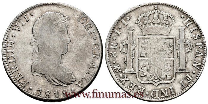 Cy15131.-FERNANDO VII - 8 Reales 1818 Mexico J.J.-MBC