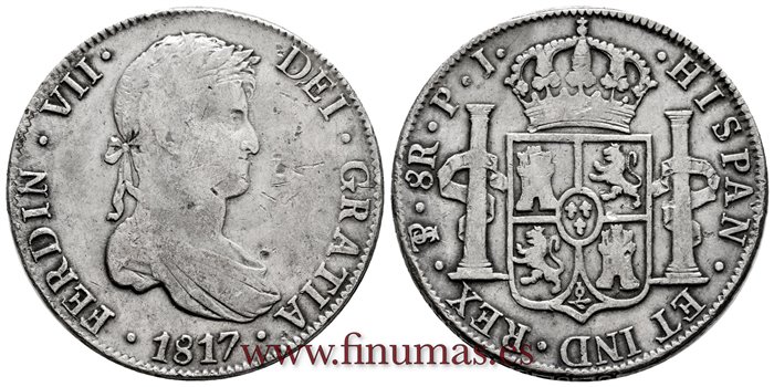 Cy15112.-FERNANDO VII - 8 Reales 1817 Potosi P.J.-MBC