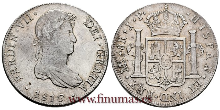 Cy15094.-FERNANDO VII - 8 Reales 1816 Lima J.P.-EBC