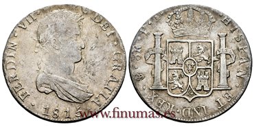 Cy15087.-FERNANDO VII - 8 Reales 1815 Potosi P.J.-MBC+