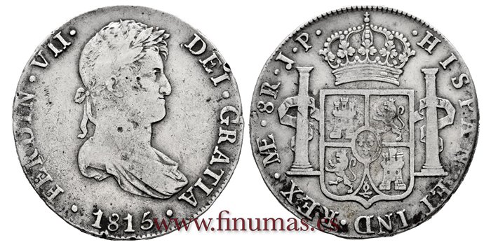 Cy15081.-FERNANDO VII - 8 Reales 1815 Lima J.P.-MBC-