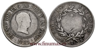 Cy14889.-FERNANDO VII - 10 Reales 1821 Madrid S.R.-BC