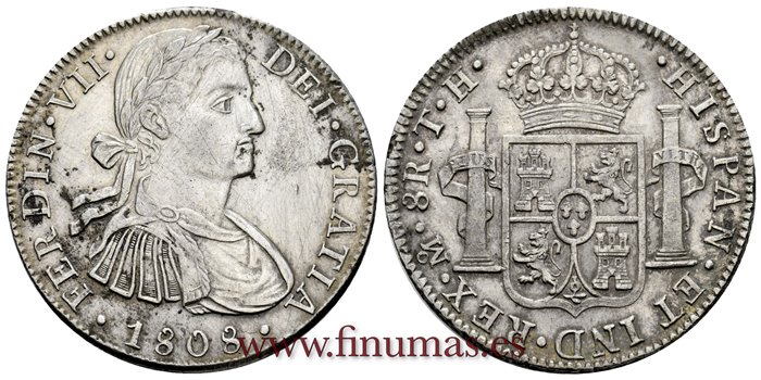 Cy14919.-FERNANDO VII - 8 Reales 1808 Mexico T.H.-EBC-