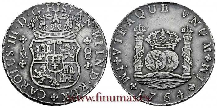 Cy11155.-CARLOS III - 8 Reales 1764 Lima JM.-EBC