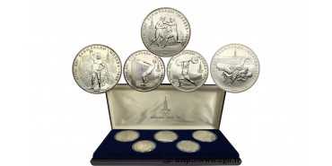 RUSSIA - K-166-172.- 2x 5 and 3x 10 Rubles 1979 Moscow Olympics- SILVER
