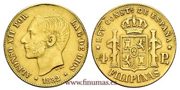 Cy16641.- ALFONSO XII 4 Pesos 1882 Filipinas - EBC