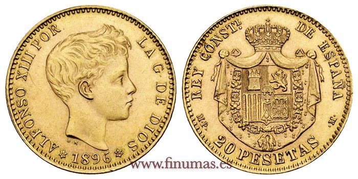 Cy16973.- ALFONSO XIII 20 Pesetas 1896(18-62) MPM- SC 