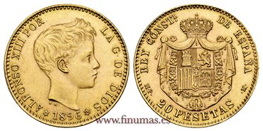 Cy16973.- ALFONSO XIII 20 Pesetas 1896(18-62) MPM- SC 