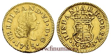 Cy09938.-FERNANDO VI - 1/2 Escudo 1755 Madrid J.B. -MBC