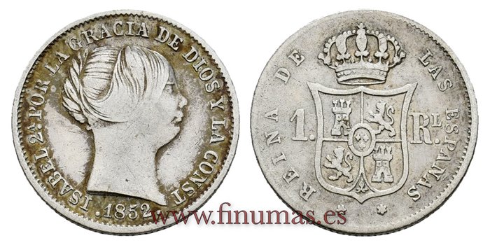 Cy15912.-ISABEL II - 1 Real 1852 Madrid  - MBC