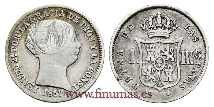 Cy15912-2.-ISABEL II - 1 Real 1852 Madrid  - MBC