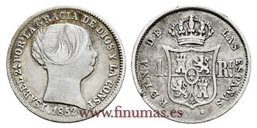 Cy15912-2.-ISABEL II - 1 Real 1852 Madrid  - MBC