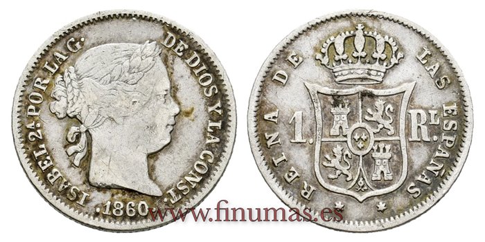 Cy15943.-ISABEL II - 1 Real 1860 Madrid  - MBC-