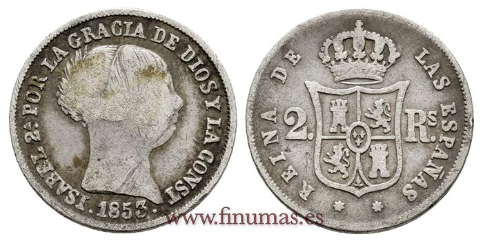 Cy16010.-ISABEL II - 2 Reales 1850 Sevilla - BC+