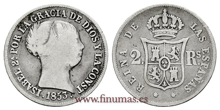 Cy16008.-ISABEL II - 2 Reales 1850 Barcelona - BC+