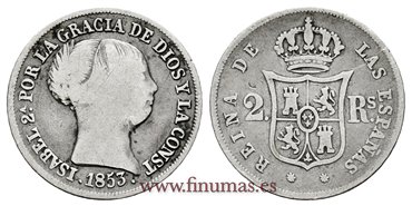 Cy16008.-ISABEL II - 2 Reales 1850 Barcelona - BC+