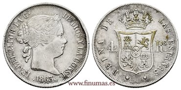 Cy16175.-ISABEL II - 4 Reales 1863/62 Sevilla - MBC+