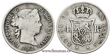 Cy16150.-ISABEL II - 4 Reales 1862 Madrid  - BC