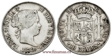 Cy16209.-ISABEL II - 10 Reales 1858 Madrid  - MBC+