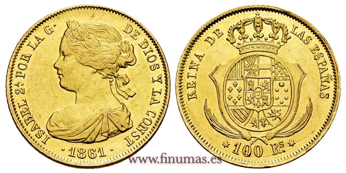 Cy16470.-ISABEL II - 100 Reales 1861 Madrid  - SC